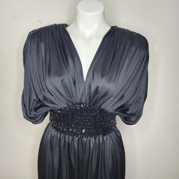 RARE and Amazing 80's Vintage Disco Glam Black Sequin Jumpsuit - Picture 11 of 14